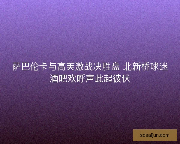 萨巴伦卡与高芙激战决胜盘 北新桥球迷酒吧欢呼声此起彼伏